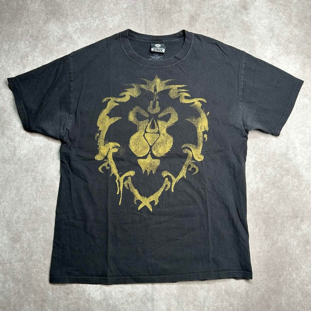 Jinx World of Warcraft WoW Alliance Graphic Tee Black Gold Blizzard Mens Large